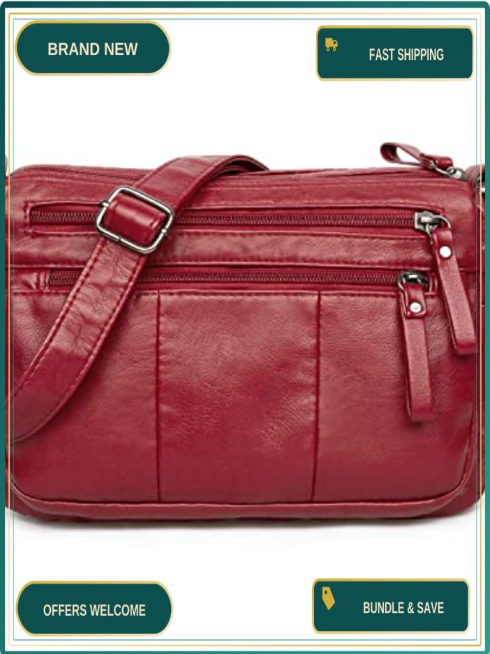 Soft PU Leather Women's Crossbody Shoulder Bag Lightweight Everyday Purse